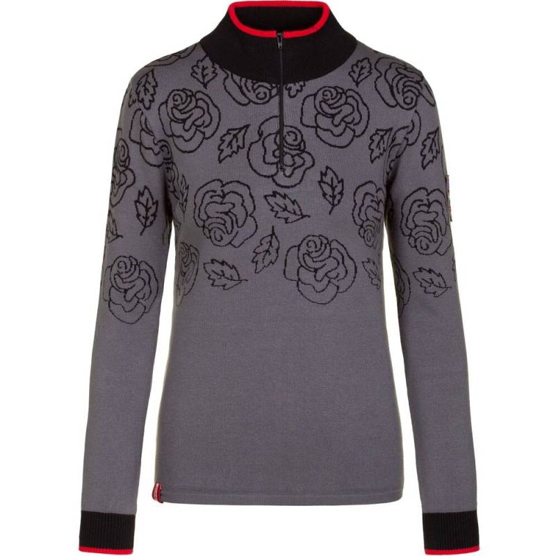 Almgwand 1928 Damen Pullover Bernkogelalm anthrazit-schwarz-rot 40 von Almgwand 1928