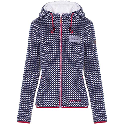 Almgwand W Münsterhöhe Blau - Trendige warme Damen Strickfleece Jacke, Größe 42 - Farbe Dark Blue - Beige von Almgwand