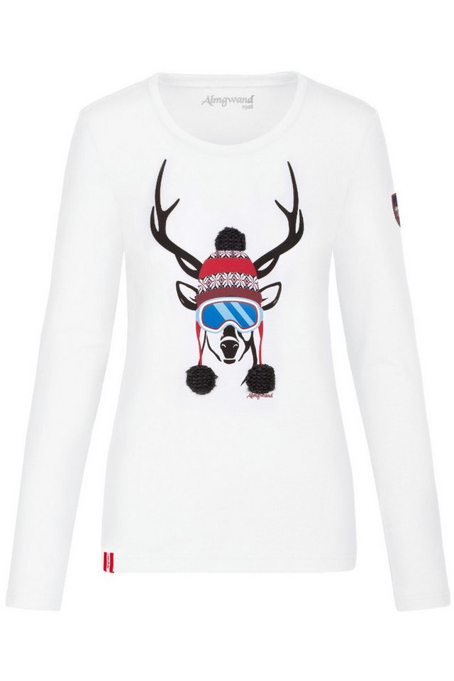 Almgwand Outdoorbluse Longsleeve Damen - DIPPELWANDALM - weiß/rot von Almgwand