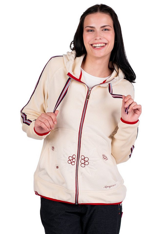 Almgwand Outdoorbluse Outdoorjacke Damen - PENGELSTEIN - offweiß/rot von Almgwand