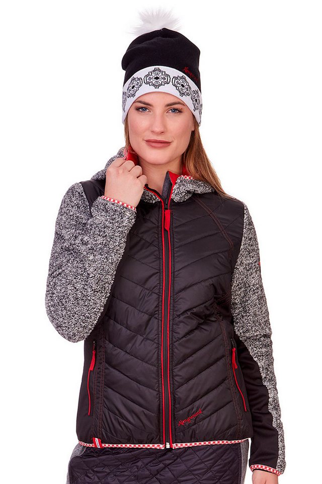 Almgwand Outdoorjacke Steppjacke Damen - AICHLERSTEIN - schwarz/grau/rot von Almgwand