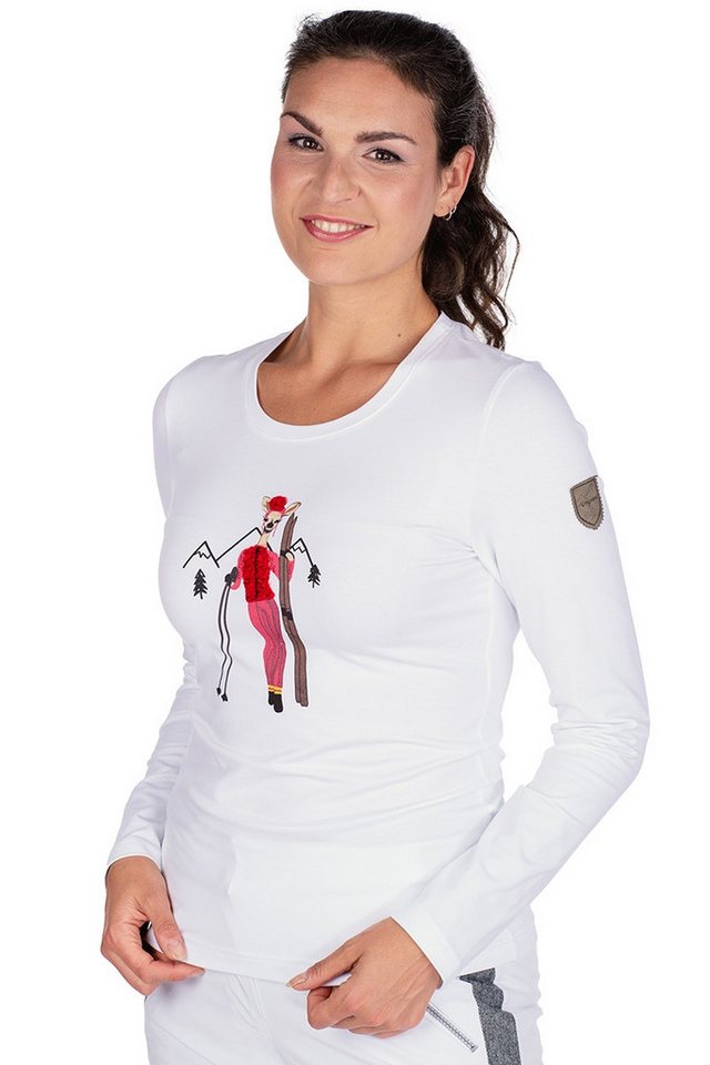 Almgwand Rundhalspullover Longsleeve Damen - NESSLERALM - hellblau, weiß von Almgwand