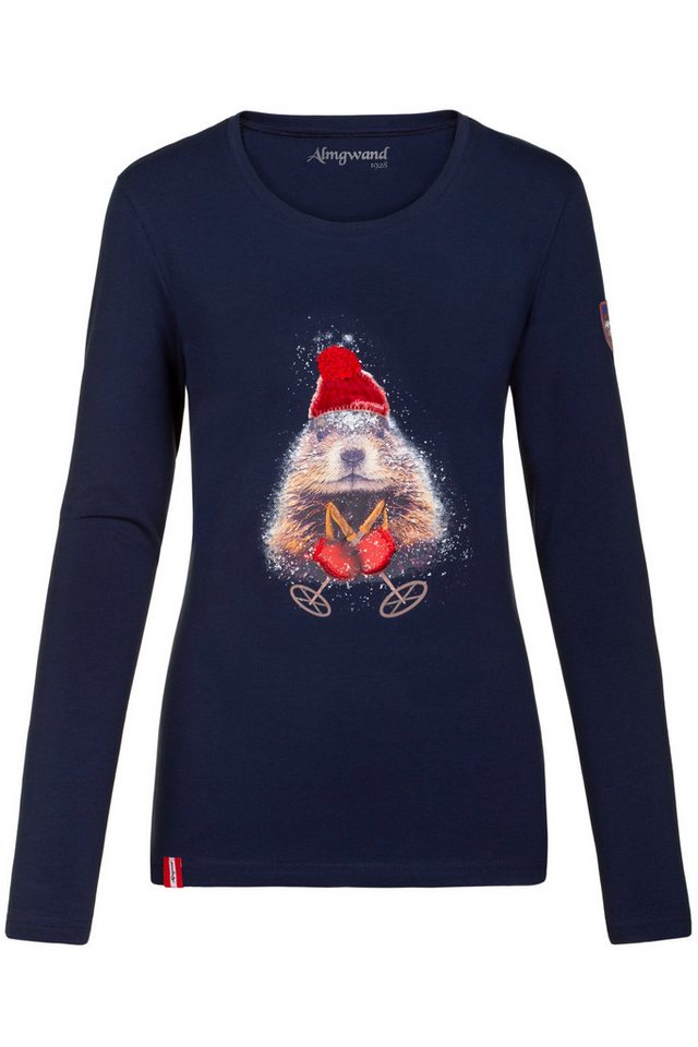 Almgwand Trachtenshirt Longsleeve Damen - DEMUTALM - dunkelblau/rot von Almgwand