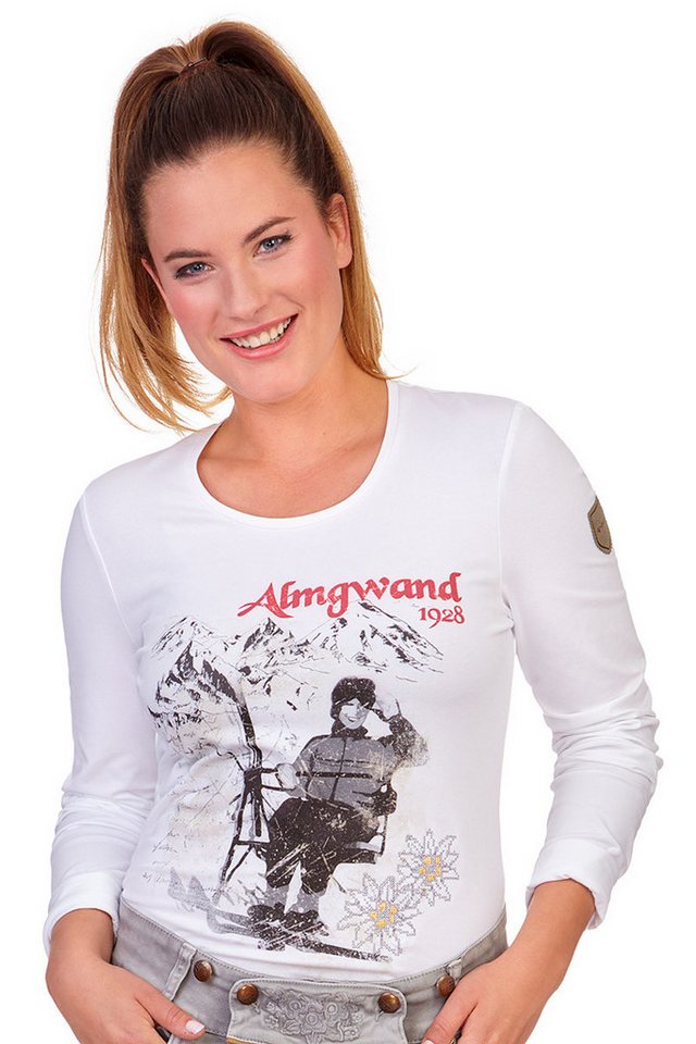 Almgwand Trachtenshirt Longsleeve Damen - GFÖLLERALM - weiß von Almgwand