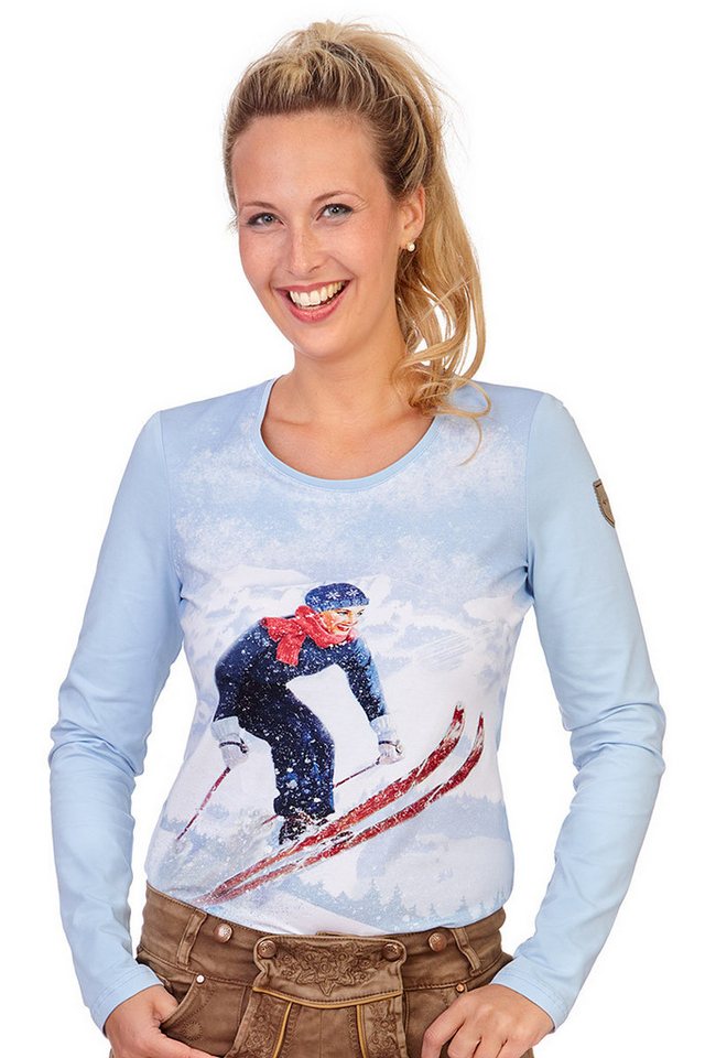 Almgwand Trachtenshirt Longsleeve Damen - GRILLHOFALM - hellblau von Almgwand