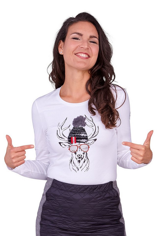 Almgwand Trachtenshirt Longsleeve Damen - SCHARECKALM - weiß von Almgwand