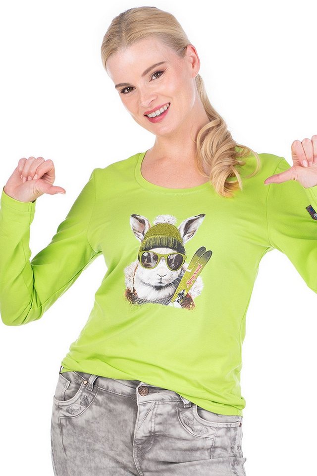 Almgwand Trachtenshirt Longsleeve Damen - TASCHACHALM - apfelgrün von Almgwand
