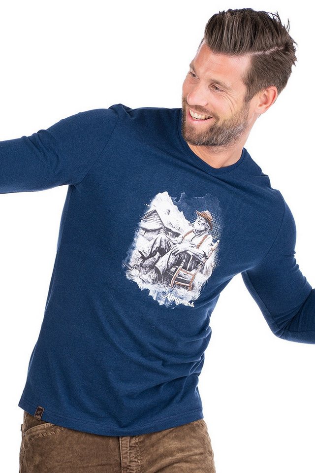 Almgwand Trachtenshirt Longsleeve Herren - ARZLERALM - denim von Almgwand
