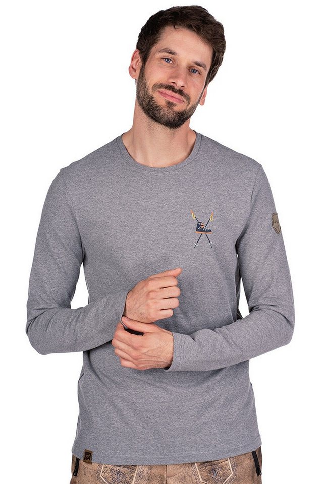 Almgwand Trachtenshirt Longsleeve Herren - GERELSALM - grau von Almgwand