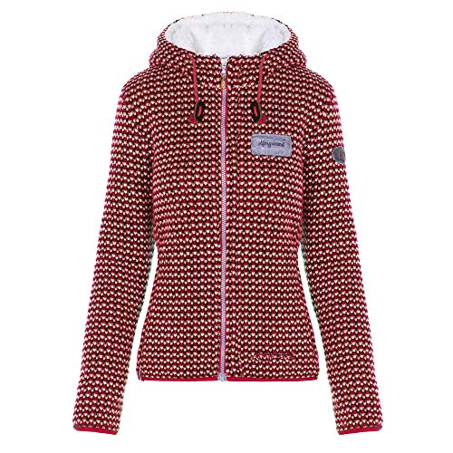 Almgwand W Münsterhöhe Rot - Trendige warme Damen Strickfleece Jacke, Größe 36 - Farbe Red - Beige von Almgwand