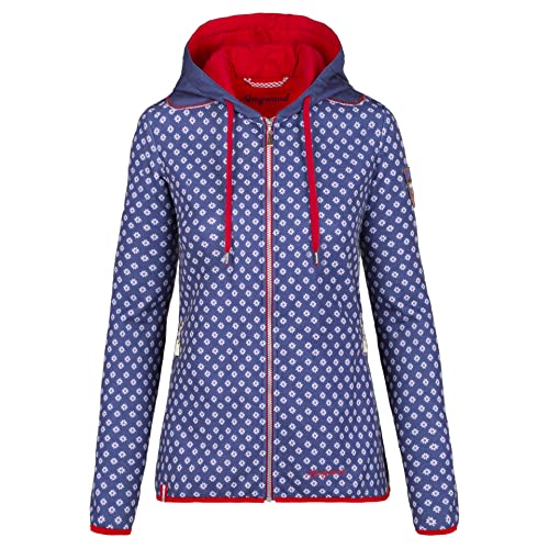 Almgwand W Spinnerin Blau - Schöne leichte Damen Kapuzenjacke, Größe 36 - Farbe Dark Blue - Red von Almgwand