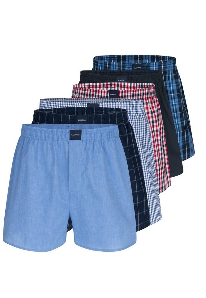 Almonu Boxershorts 6er Pack Web (Spar-Set, 6-St) Boxershorts - Baumwolle - mit Eingriff - Atmungsaktiv von Almonu