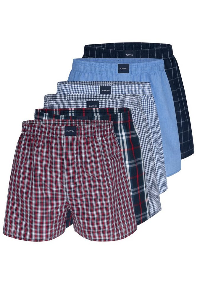 Almonu Boxershorts 6er Pack Web (Spar-Set, 6-St) Boxershorts - Baumwolle - mit Eingriff - Atmungsaktiv von Almonu