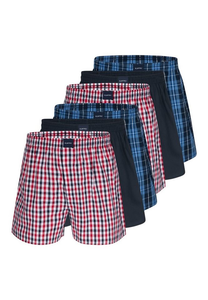 Almonu Boxershorts 6er Pack Web (Spar-Set, 6-St) Boxershorts - Baumwolle - mit Eingriff - Atmungsaktiv von Almonu