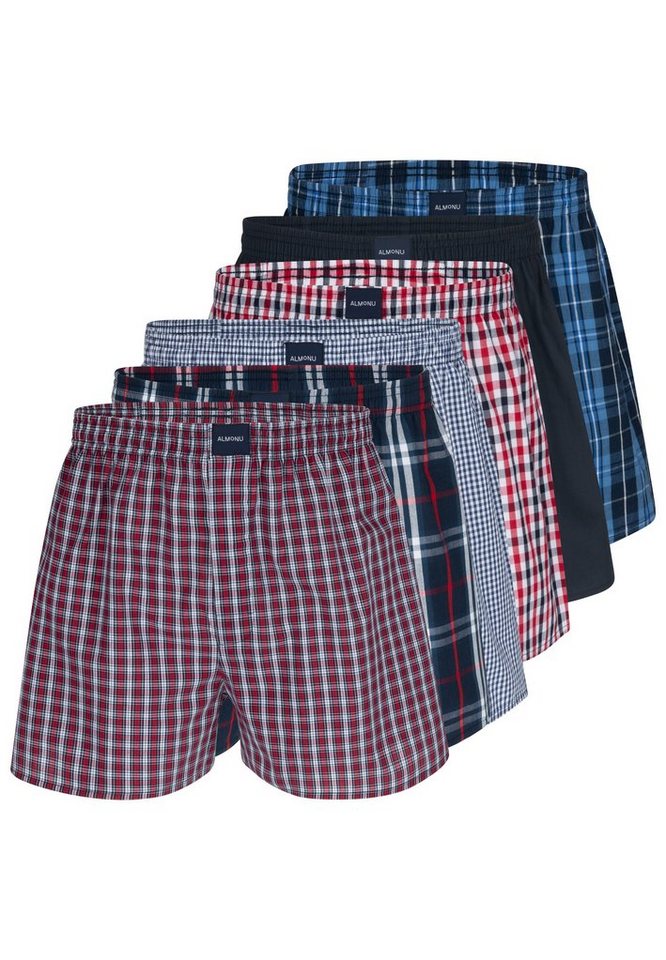Almonu Boxershorts 6er Pack Web (Spar-Set, 6-St) Boxershorts - Baumwolle - mit Eingriff - Atmungsaktiv von Almonu