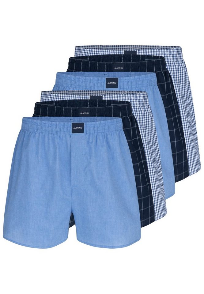 Almonu Boxershorts 6er Pack Web (Spar-Set, 6-St) Boxershorts - Baumwolle - mit Eingriff - Atmungsaktiv von Almonu
