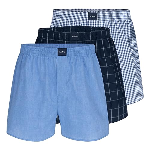 Almonu - Web - Boxershorts - 3er Pack (L Blau karriert) von Almonu