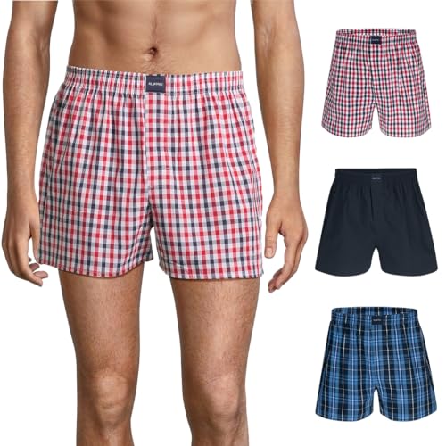 Almonu - Web - Boxershorts - 3er Pack (M Rot/Navy karriert) von Almonu