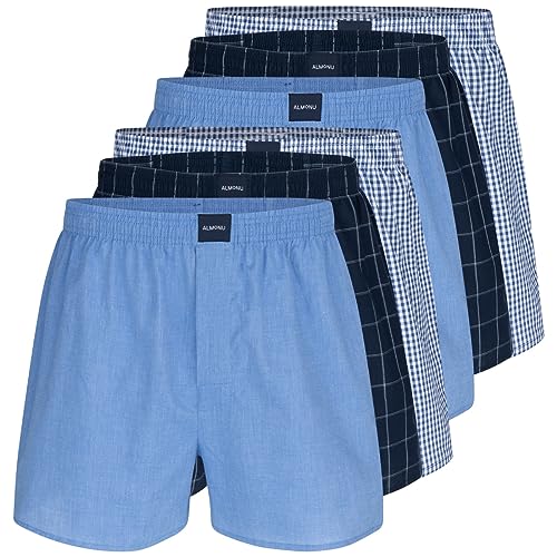 Almonu - Web - Boxershorts - 6er Pack (L Blau karriert) von Almonu
