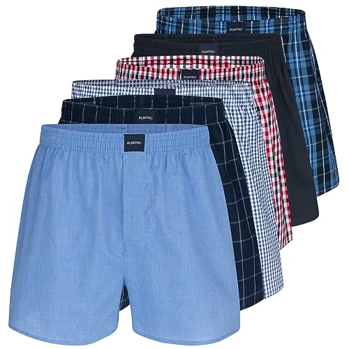 Almonu - Web - Boxershorts - 6er Pack (M Rot/Blau karriert) von Almonu