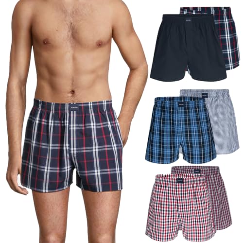 Almonu - Web - Boxershorts - 6er Pack (M Rot / Navy karriert) von Almonu