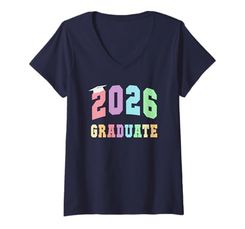 Damen Letzter erster Tag KLASSE 2026 Absolvent 12 Jahre später Mama Papa T-Shirt mit V-Ausschnitt Damen Letzter erster Tag KLASSE 2026 Absolvent 12 Jahre später Mama Papa T-Shirt mit V-Ausschnitt von Almost There Yearbook Squad Senior Final Level