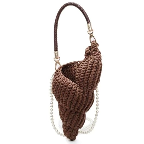 Muscheltasche, handgewebter Perlen-Schultergurt, Conch-Shell-Umhängetasche, Kaffee-b von Almpuxee