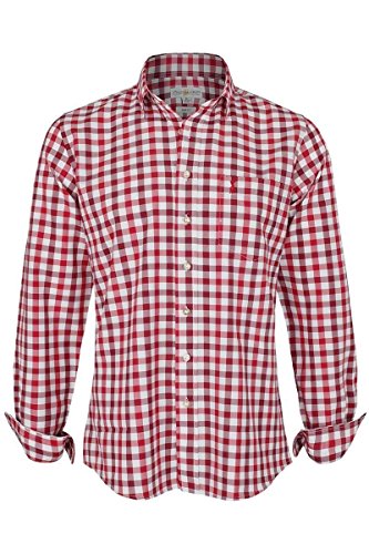 Almsach Herren Karohemd Slim Fit weinrot, Weinrot, XL von Almsach