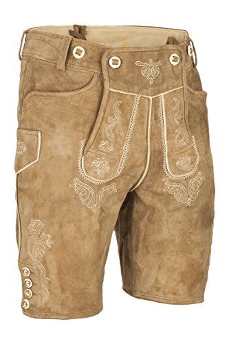 Almsach Herren Lederhose kurz mit Stegträger rehbraun, rehbraun, 46 von Almsach