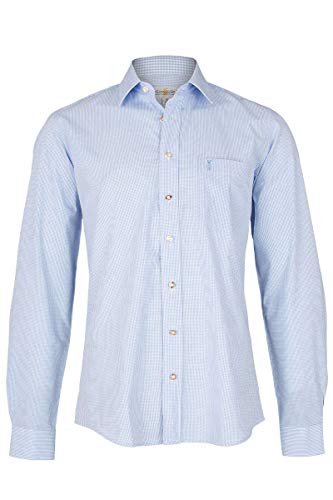 Almsach Herren Trachten Karohemd Slim fit iceblau, Ice, L von Almsach