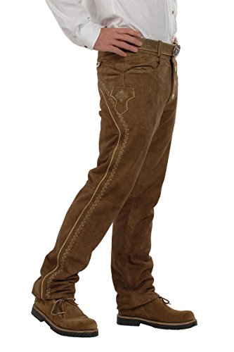 Almsach Herren Trachten Lederhose rehbraun 'Toni', REHBRAUN (Hellbraun), 48 von Almsach