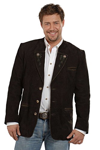 Almsach Herren Trachten Lederjacke schwarz Wildbockleder 'Rainer', altschwarz, 52 von Almsach
