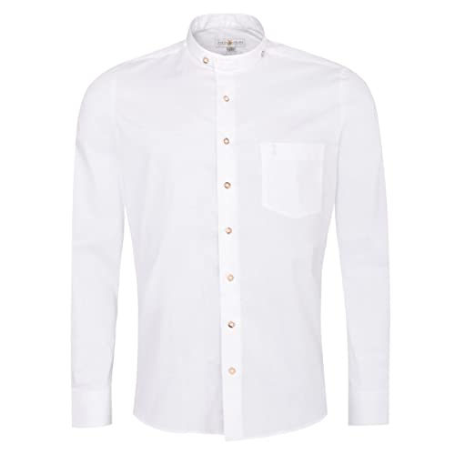 Almsach Herren Trachten-Mode Trachtenhemd Elias Slim Fit in Weiß traditionell, Größe:XXL, Farbe:Weiß von Almsach