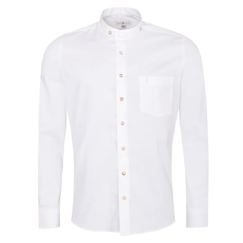 Almsach Herren Trachten-Mode Trachtenhemd Luitpold Basic in Weiß traditionell, Größe:L, Farbe:Weiß von Almsach