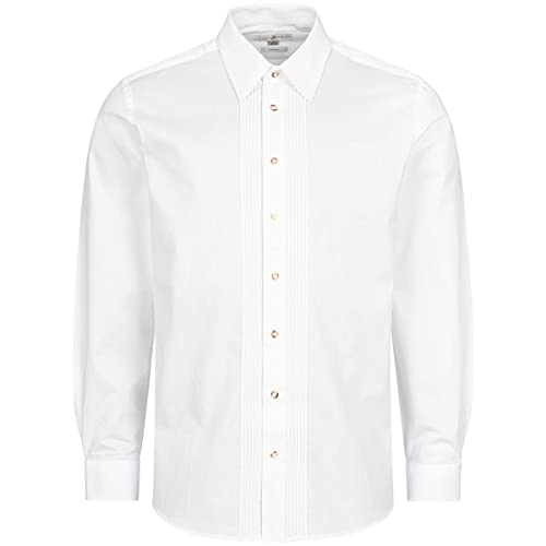 Almsach Herren Trachten-Mode Trachtenhemd Regular Fit Alois in Weiß traditionell, Größe:L, Farbe:Weiß von Almsach