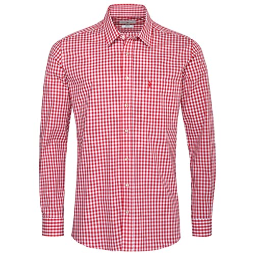 Almsach Herren Trachten-Mode Trachtenhemd Veith Regular Fit in Rot traditionell, Größe:XL, Farbe:Rot von Almsach