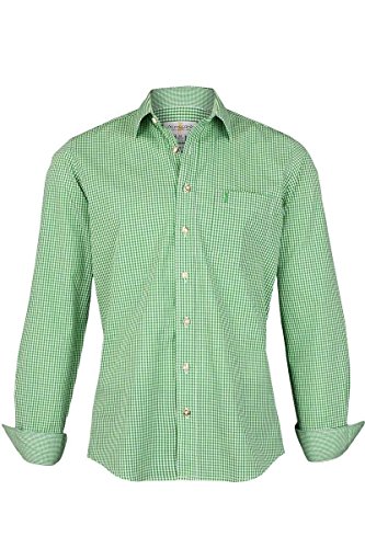 Almsach Herren Trachtenhemd Slim Fit kariert apfelgrün, Apple hellgrün, S von Almsach