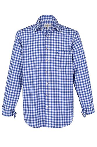 Almsach Herren Trachtenhemd blau-Weiss karo Langarm von Gr. S-XXXL - Der Klassiker für alle Oktoberfeste und Volksfeste, Jeans (blau), 3XL von Almsach