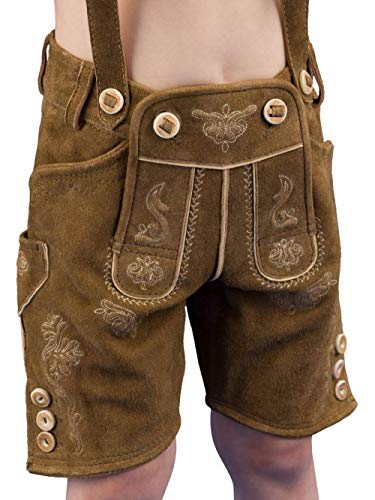 Almsach Trachten Trachtenlederhose Kinder Simmerl Kid REH Ziegenvelour Kinderlederhose Lederhose Kinder Jungen - 92 von Almsach