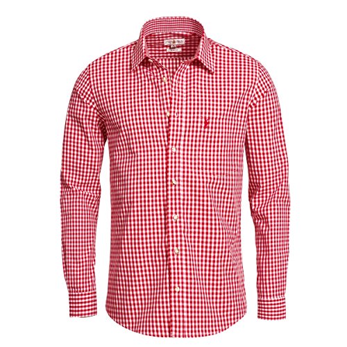 Trachtenhemd Slimline von Almsach, Größen:L;Farbe:rot von Almsach