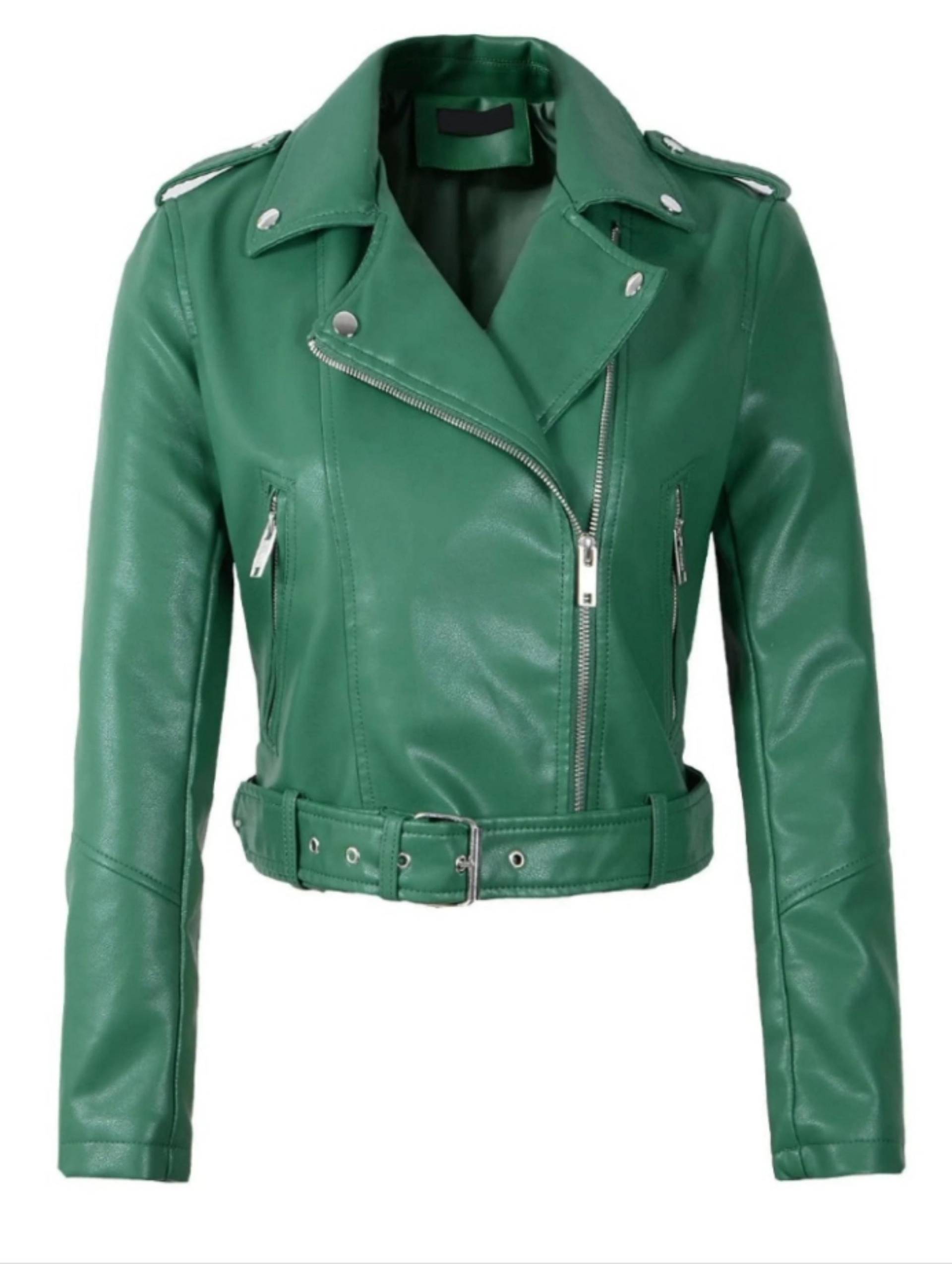 Women's Green Lambskin Leather Biker Jacket - Soft Real Cropped Moto Jacket, Perfect For Easter Outfit Or Spring Fashion Women's Green Lambskin Leather Biker Jacket - Soft Real Cropped Moto Jacket, Perfect For Easter Outfit Or Spring Fashion von AlnabaLeatherTraders