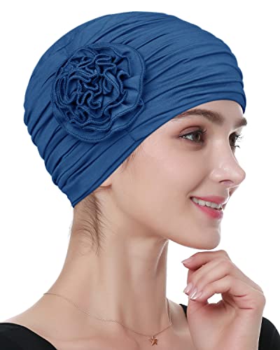 Alnorm Chemo-Kappe Frauen Kopftücher Blume Bandana Hut Hellblau von Alnorm
