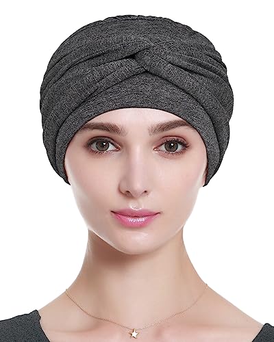Alnorm Chemo Mützen für Frauen Kopftuch Dressy Krebs Bandana Dunkles Hanf-Grau von Alnorm
