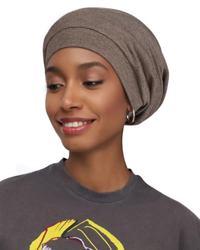 Alnorm Cozy Satin gefüttert Slouchy Beanie Mütze mit weichem Gummiband für Frauen Hanf Kamel von Alnorm