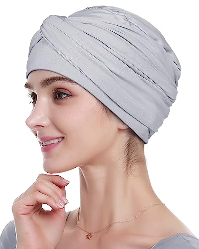 Damen Bambus Chemo Kopfbedeckung Stilvolle Haarwickel Jersey Hijab Hellgrau von Alnorm