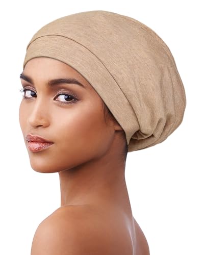 Alnorm Gemütliche Satin gefütterte Slouchy Beanie Mütze mit weichem Gummiband für Frauen Hanf Camel von Alnorm