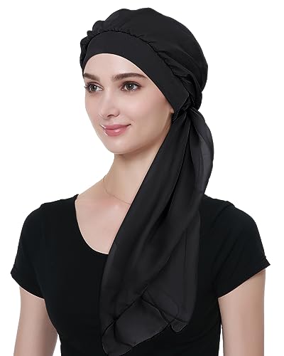 Alnorm Krebs Kopfbedeckung Turbane Haarausfall Kopftuch Kopfbedeckungen Reines Schwarz von Alnorm
