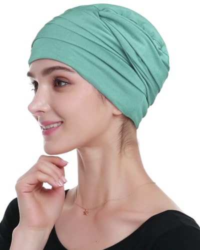 Alnorm Schlafmütze Geschichtete Mütze Volle Kopfbedeckung Jadegrün von Alnorm
