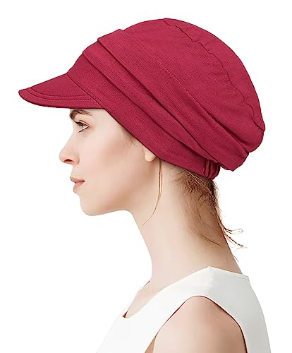 Alnorm Slouchy Beanie Krempe Hut Männer Slouch Hut Baggy Chemo Hut Weinrot von Alnorm