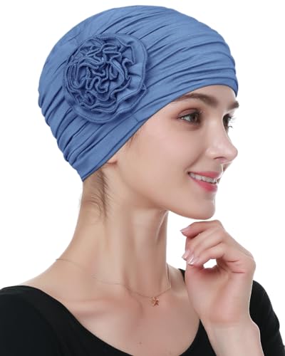 Alnorm Weiche niedliche Beanie Volle Kopfbedeckung für Chemo-Frauen Blauer Nebel von Alnorm